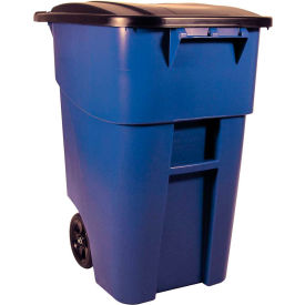 Rubbermaid 9W27 Brute® Rollout 50 Gallon Large Mobile Container- Blue with Lid FG9W2700BLUE