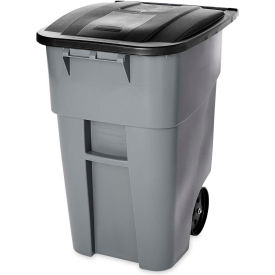 Rubbermaid 9W27 Brute® Rollout 50 Gallon Large Mobile Container- Gray with Lid FG9W2700GRAY