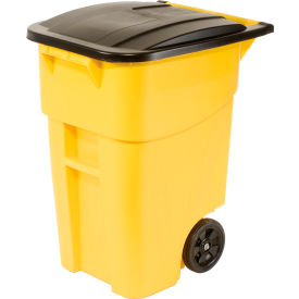 Rubbermaid 9W27 Brute® Rollout 50 Gallon Large Mobile Container - Yellow with Lid FG9W2700YEL