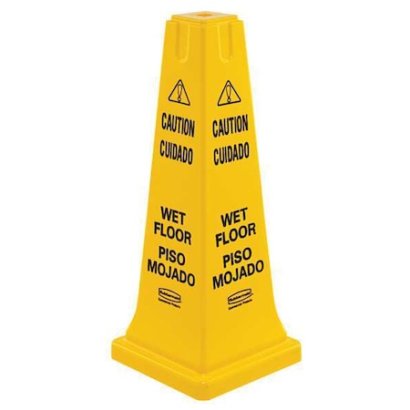 Safety Cone, 26 in Height, 10 1/2 in Width, HDPE, Cone, English, Spanish MPN:FG627777YEL