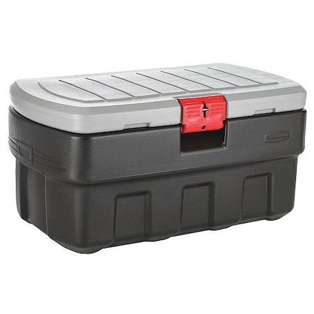 Attached Lid Container, 35 gal Volume Cap., 35 1/4 in L, 20 in W, 17 1/4 in H, Plastic, Black/Red MPN:1949208