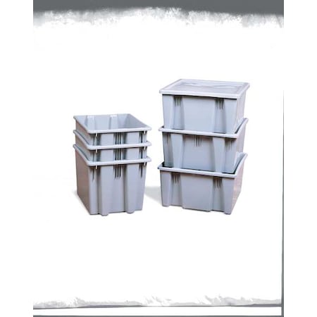 Hang & Stack Storage Bin, Plastic, Gray, 10 in H, 19 1/2 in W, 23 1/2 in L MPN:FG173100GRAY