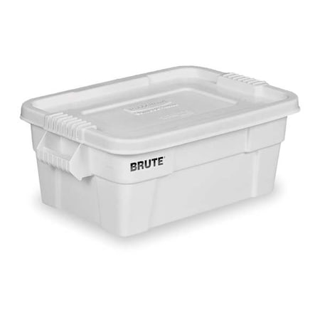 Stack & Nest Storage Tote W/ Lid, 14 gal, 27-7/8 in L x 16-1/2 in W x 10-3/4 in H, White, Plastic MPN:FG9S3000WHT