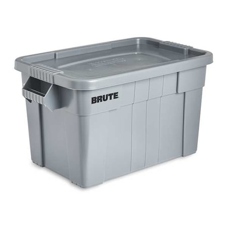 Stack & Nest Storage Tote W/ Lid, 20 gal, 27-7/8 in L x 17-3/8 in W x 15-1/8 in H, Gray, Plastic MPN:FG9S3100GRAY