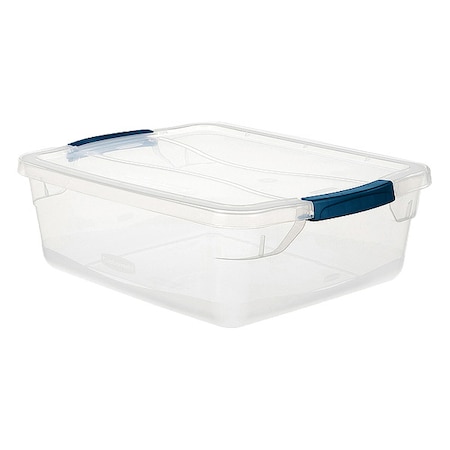 Stack & Nest Storage Tote W/ Lid, 4 gal, 18-3/4 in L x 13-3/8 in W x 6-5/8 in H, Clear MPN:RMCC160000