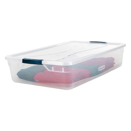 Stack & Nest Storage Tote W/ Lid, 10.3 gal, 29 in L x 17-3/4 in W x 6-1/8 in H, Clear MPN:RMCC410001