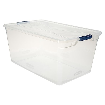 Stack & Nest Storage Tote W/ Lid, 23.8 gal, 29 in L x 17-3/4 in W x 13-1/4 in H, Clear MPN:RMCC950001