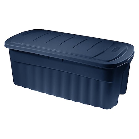 Stack & Nest Storage Tote W/ Lid, 50 gal, 43 in L x 21-1/4 in W x 17-7/8 in H, Dark Indigo Metallic MPN:RMRT500000