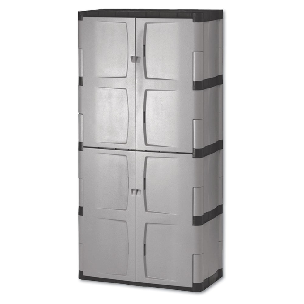 Rubbermaid Double-Door Storage Cabinet - Base/Top, 36w x 18d x 72h, Gray/Black MPN:FG708300MICHR