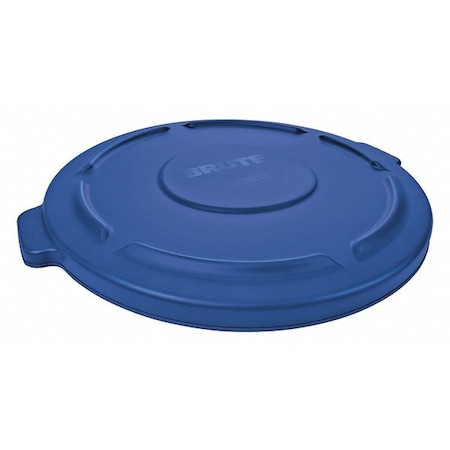 BRUTE® 55 gal Trash Can Lid, Flat Blue, Resin, 0 Openings 26 3/4 in W/Dia MPN:1779733