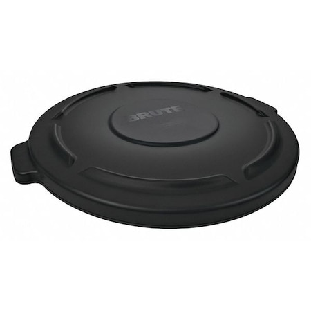 BRUTE® 55 gal Trash Can Lid, Flat Black, Resin, 0 Openings 26 3/4 in W/Dia MPN:1779738
