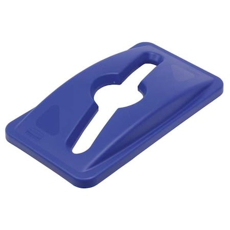 Slim Jim 23 gal Recycling Lid, Dome Blue, Resin, 1 Openings 11 1/2 in W/Dia MPN:1788372