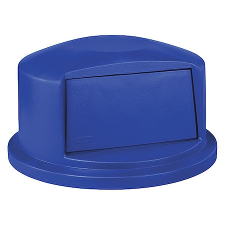 BRUTE® 32 gal Trash Can Lid, Dome with Push Door Blue, Resin, 1 Openings 22 3/4 in W/Dia MPN:1829398