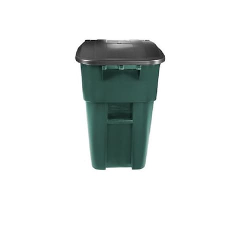 BRUTE 50 gal Rectangular Rolling Plastic Can, Green, None, Plastic, 28 1/2 in MPN:1829411