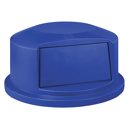 BRUTE® 44 gal Trash Can Lid, Dome with Push Door Blue, Resin, 1 Openings 24 3/4 in W/Dia MPN:1834840