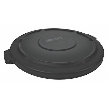 BRUTE® 32 gal Trash Can Lid, Flat Black, Resin, 0 Openings 22 1/4 in W/Dia MPN:1867532