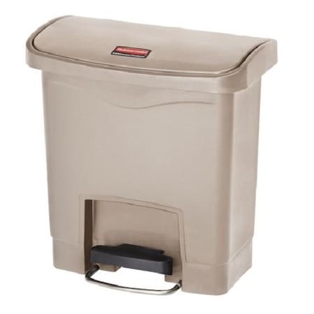 Slim Jim Step-On 4 gal Rectangular Slim-Profile Plastic Can, Beige, Foot Pedal, Plastic MPN:1883455