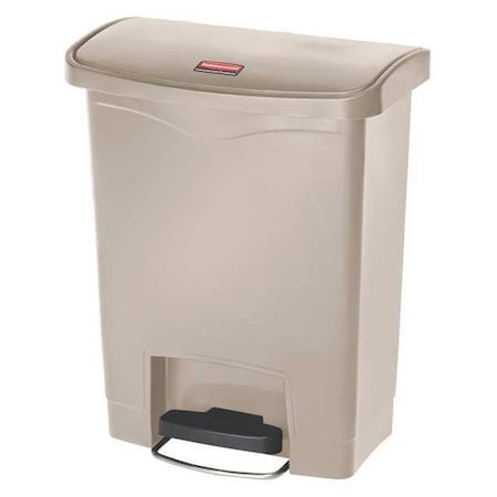 Slim Jim Step-On 8 gal Rectangular Slim-Profile Plastic Can, Beige, Foot Pedal, Plastic, 11 3/8 in MPN:1883456