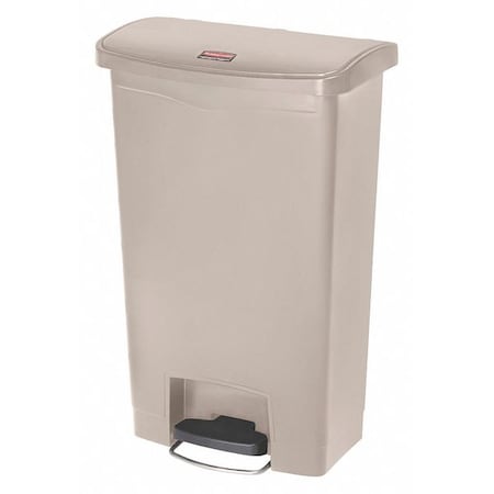Slim Jim Step-On 13 gal Rectangular Slim-Profile Plastic Can, Beige, Foot Pedal, Plastic, 12 in MPN:1883458
