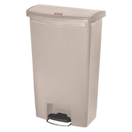 Slim Jim Step-On 18 gal Rectangular Slim-Profile Plastic Can, Beige, Foot Pedal, Plastic, 13 in MPN:1883460