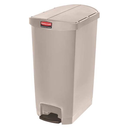 Slim Jim Step-On 18 gal Rectangular Slim-Profile Plastic Can, Beige, Foot Pedal, Plastic, 14 3/4 in MPN:1883551