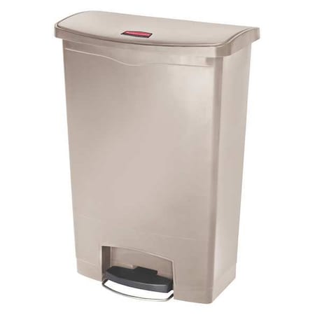 Slim Jim Step-On 24 gal Rectangular Slim-Profile Plastic Can, Beige, Foot Pedal, Plastic, 23 3/8 in MPN:1883552