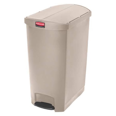 Slim Jim Step-On 24 gal Rectangular Slim-Profile Plastic Can, Beige, Foot Pedal, Plastic, 15 7/8 in MPN:1883553