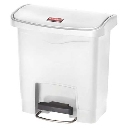 Slim Jim Step-On 4 gal Rectangular Slim-Profile Plastic Can, White, Foot Pedal, Plastic, 14 7/8 in MPN:1883554
