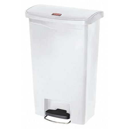 Slim Jim Step-On 13 gal Rectangular Slim-Profile Plastic Can, White, Foot Pedal, Plastic, 12 in MPN:1883557