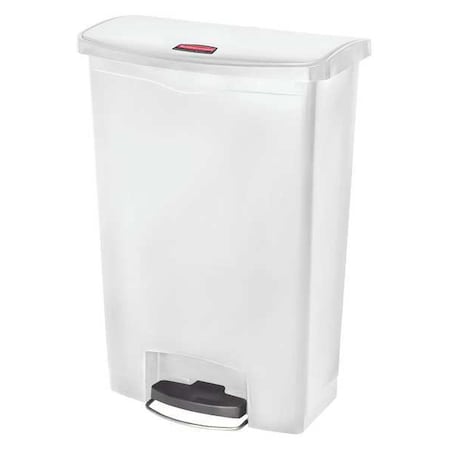 Slim Jim Step-On 24 gal Rectangular Slim-Profile Plastic Can, White, Foot Pedal, Plastic, 23 3/8 in MPN:1883561