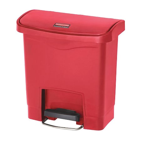 Slim Jim Step-On 4 gal Rectangular Slim-Profile Plastic Can, Red, Foot Pedal, Plastic, 14 13/16 in MPN:1883563