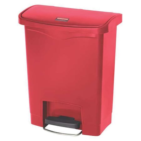 Slim Jim Step-On 8 gal Rectangular Slim-Profile Plastic Can, Red, Foot Pedal, Plastic, 11 3/8 in MPN:1883564