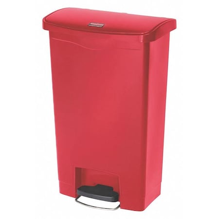 Slim Jim Step-On 13 gal Rectangular Slim-Profile Plastic Can, Red, Foot Pedal, Plastic, 12 in MPN:1883566
