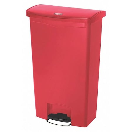 Slim Jim Step-On 18 gal Rectangular Slim-Profile Plastic Can, Red, Foot Pedal, Plastic, 13 in MPN:1883568