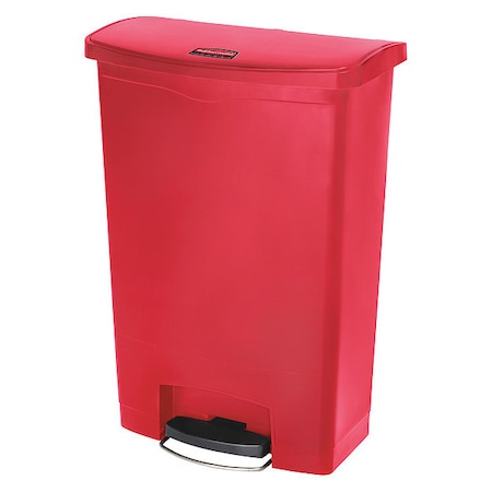 Slim Jim Step-On 24 gal Rectangular Slim-Profile Plastic Can, Red, Foot Pedal, Plastic, 23 3/8 in MPN:1883570