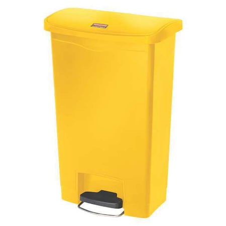 Slim Jim Step-On 13 gal Rectangular Slim-Profile Plastic Can, Yellow, Foot Pedal, Plastic, 12 in MPN:1883575