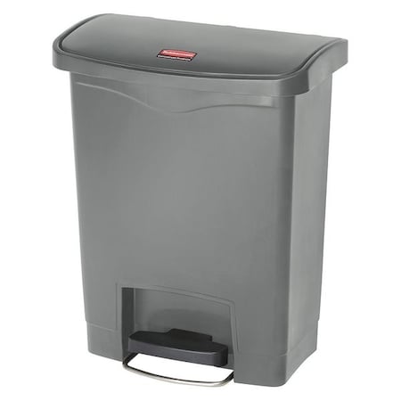 Slim Jim Step-On 8 gal Rectangular Slim-Profile Plastic Can, Gray, Foot Pedal, Plastic, 11 3/8 in MPN:1883600