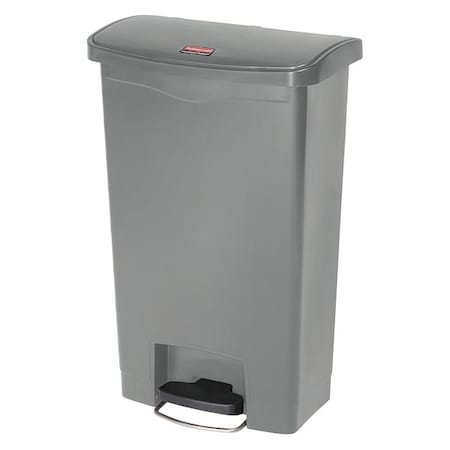 Slim Jim Step-On 13 gal Rectangular Slim-Profile Plastic Can, Gray, Foot Pedal, Plastic, 12 1/8 in MPN:1883602