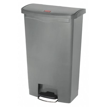 Slim Jim Step-On 18 gal Rectangular Slim-Profile Plastic Can, Gray, Foot Pedal, Plastic, 13 in MPN:1883604