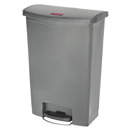 Slim Jim Step-On 24 gal Rectangular Slim-Profile Plastic Can, Gray, Foot Pedal, Plastic, 23 3/8 in MPN:1883606