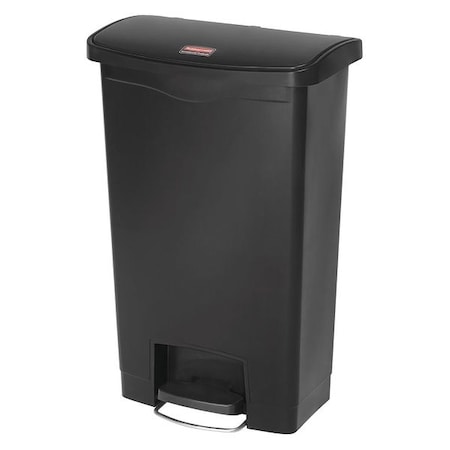 Slim Jim Step-On 13 gal Rectangular Slim-Profile Plastic Can, Black, Foot Pedal, Plastic, 12 in MPN:1883611