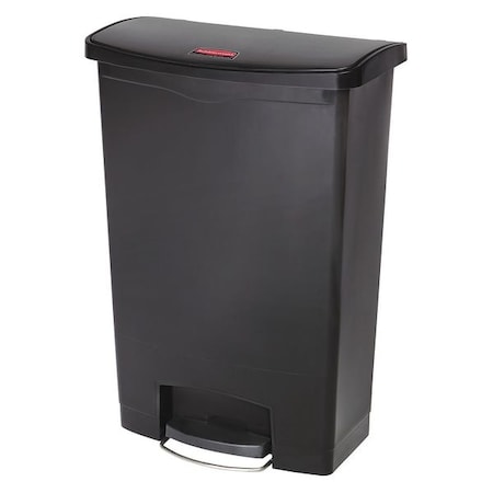 Slim Jim Step-On 24 gal Rectangular Slim-Profile Plastic Can, Black, Foot Pedal, Plastic, 23 3/8 in MPN:1883615