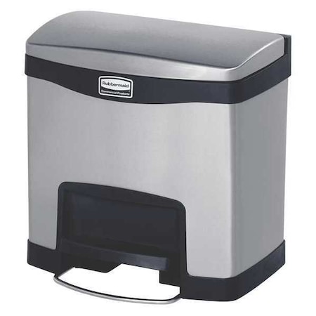Slim Jim Step-On 4 gal Rectangular Step-On Can, Black, Foot Pedal, Stainless Steel, 13 7/8 in MPN:1901982