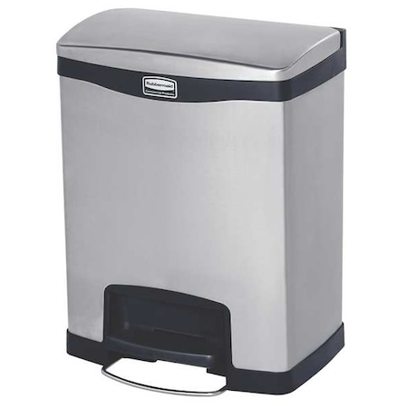 Slim Jim Step-On 8 gal Rectangular Step-On Can, Black, Foot Pedal, Stainless Steel, 14 7/8 in MPN:1901985