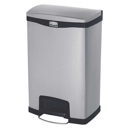 Slim Jim Step-On 13 gal Rectangular Step-On Can, Black, Foot Pedal, Stainless Steel, 13 5/8 in MPN:1901992