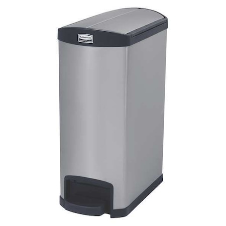 Slim Jim Step-On 13 gal Rectangular Step-On Can, Silver/Black, Foot Pedal, Stainless Steel MPN:1901993