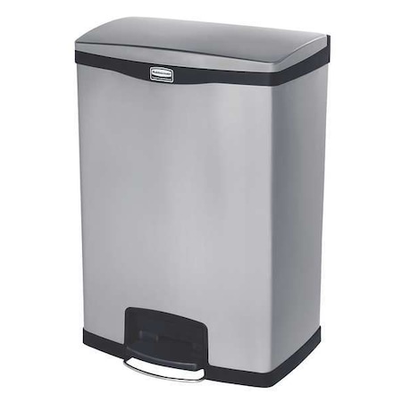 Slim Jim Step-On 24 gal Rectangular Step-On Can, Black, Foot Pedal, Stainless Steel, 16 1/4 in MPN:1901999