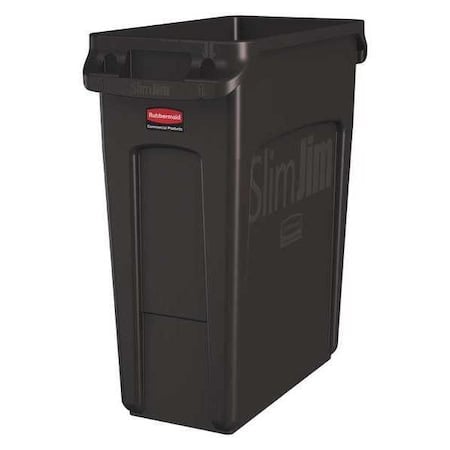 Slim Jim 16 gal Rectangular Slim-Profile Plastic Can, Brown, None, Plastic, 11 in MPN:1956181