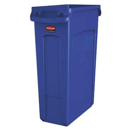 Slim Jim 23 gal Rectangular Slim-Profile Plastic Can, Blue, None, Plastic, 11 in MPN:1956185