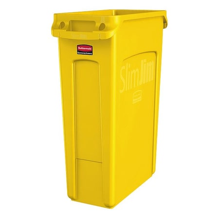 Slim Jim 23 gal Rectangular Slim-Profile Plastic Can, Yellow, None, Plastic, 11 in MPN:1956188